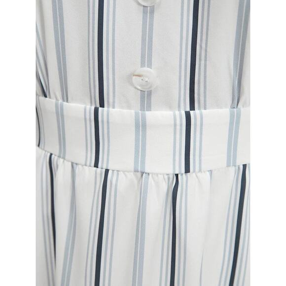 5X 28 Plus Size White Stripe BloomChic Midi Dress Pocket Ruffle Sleeve - Picture 6 of 11